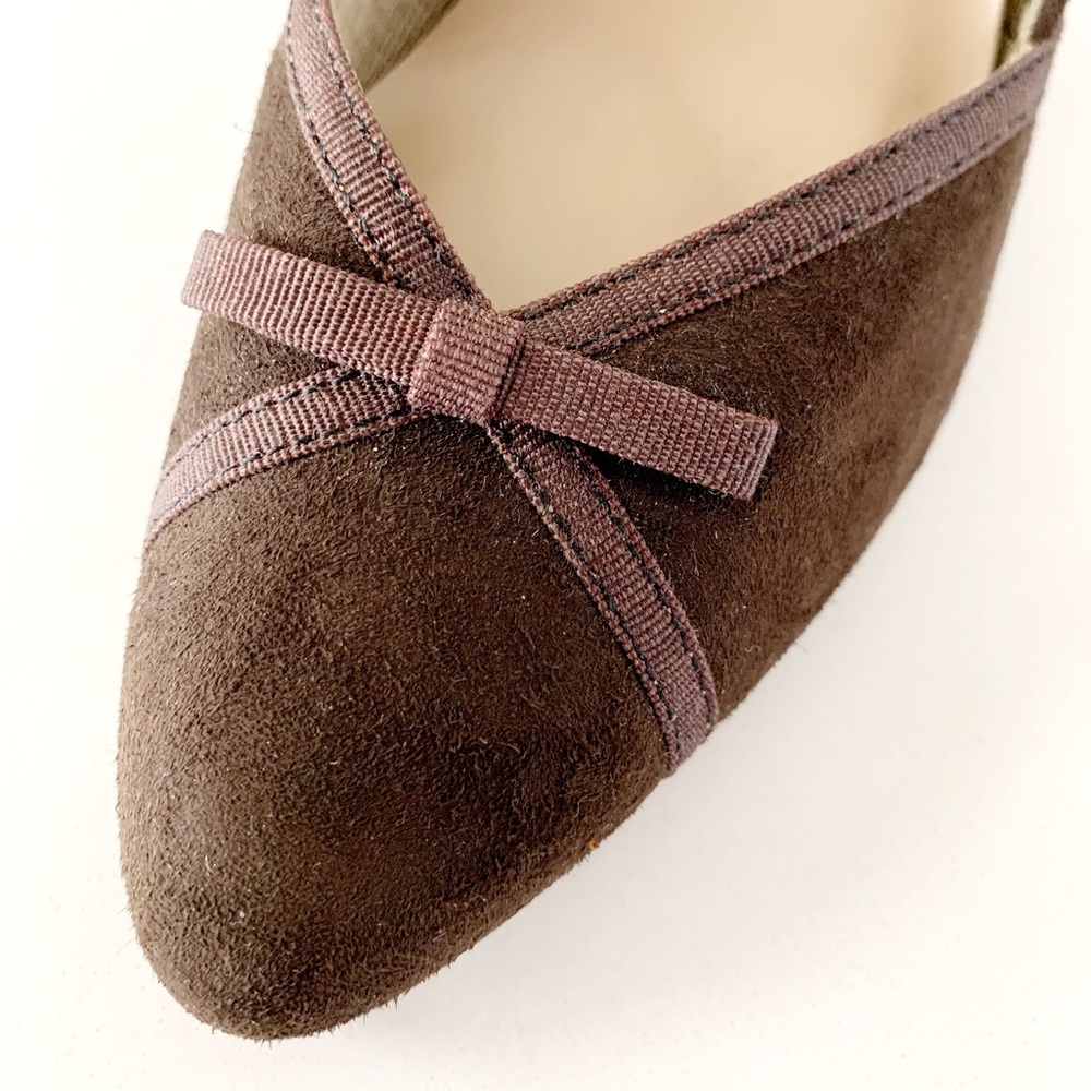👠 EASY STREET Comfortable Brown Suede Leather Low Heel Bow Pumps NEW - Picture 7 of 10